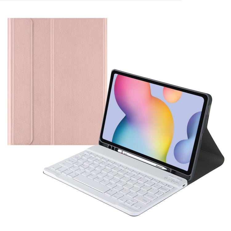 For Samsung Galaxy Tab S9 FE+ Square Cap Bluetooth Keyboard Leather Case with Pen Slot(Rose Gold) - Samsung Keyboard by PMC TechLife | Online Shopping South Africa | PMC TechLife