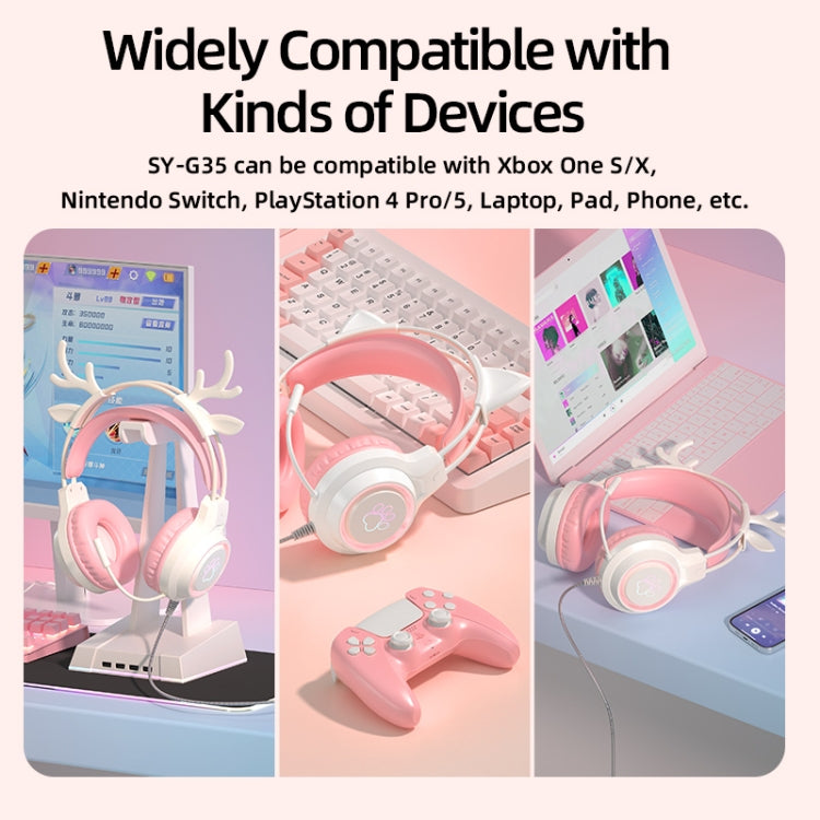 G35 Cute Cat RGB Head-mounted Wired Gaming Earphone(Green) - free shipping - PMC Jewellery - Order now!