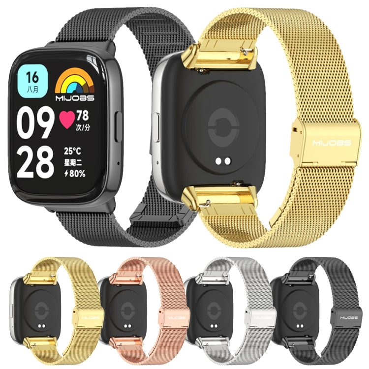 For Redmi Watch 3 Lite / Watch 3 Active Mijobs Milan Buckle Metal Watch Band(Black) - Watch Bands by MIJOBS | Online Shopping South Africa | PMC TechLife | Buy Now Pay Later Mobicred