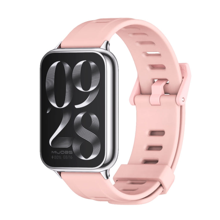For Xiaomi Smart Band 9 Pro / 8 Pro Mijobs Flat Hole Breathable Silicone Watch Band(Pink+Silver) - free shipping - PMc TechLife - Order now!