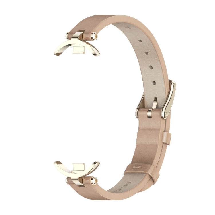 For Xiaomi Smart Band 10 / 9 / 8 Mijobs First Layer Cowhide Watch Band(Apricot Light Gold) - free shipping - PMC TechLife - Order now!