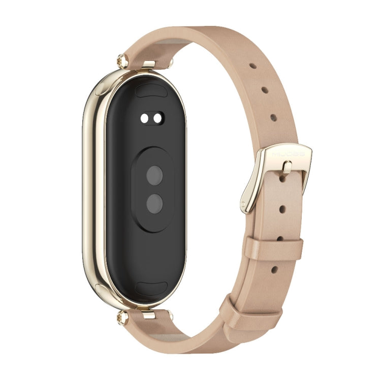 For Xiaomi Smart Band 10 / 9 / 8 Mijobs First Layer Cowhide Watch Band(Apricot Light Gold) - free shipping - PMC TechLife - Order now!