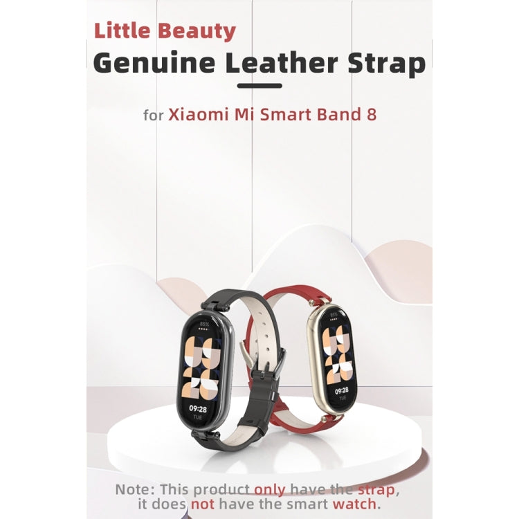 For Xiaomi Smart Band 10 / 9 / 8 Mijobs First Layer Cowhide Watch Band(Apricot Light Gold) - free shipping - PMC TechLife - Order now!