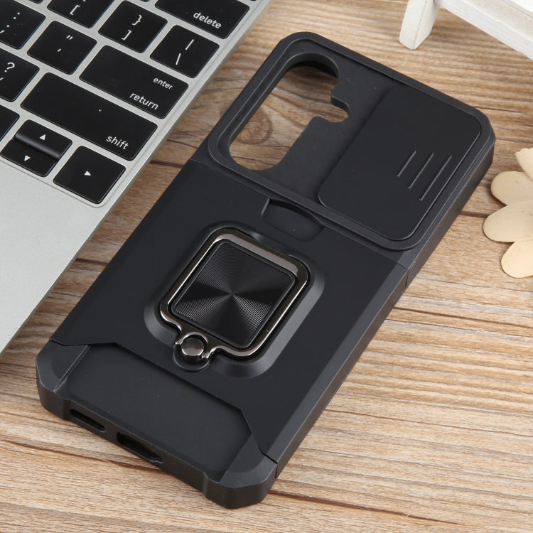 For Samsung Galaxy S24 5G Camera Shield Card Slot PC+TPU Phone Case(Black) - Galaxy S24 5G Cases by PMC TechLife | Online Shopping South Africa | PMC TechLife