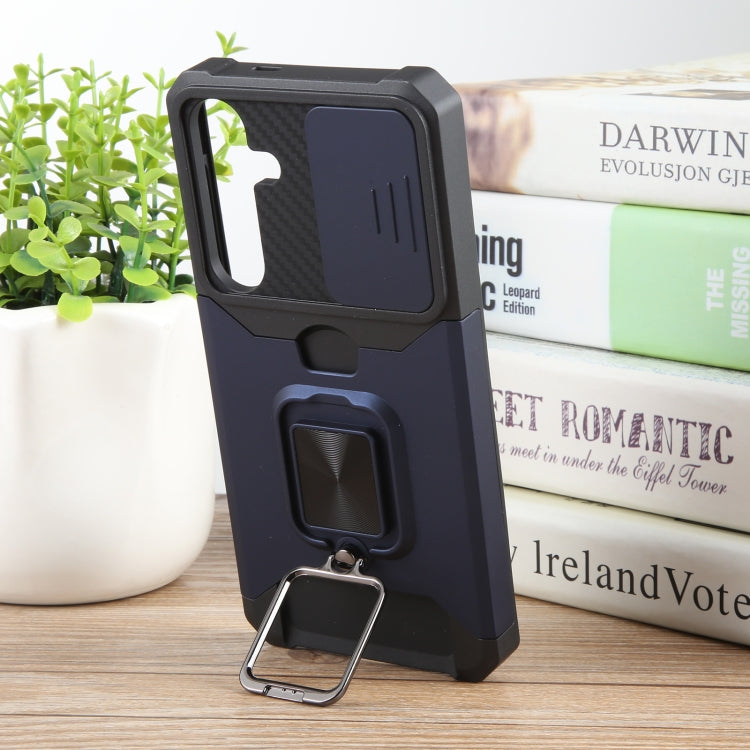 For Samsung Galaxy S24+ 5G Camera Shield Card Slot PC+TPU Phone Case(Blue) - Galaxy S24+ 5G Cases by PMC TechLife | Online Shopping South Africa | PMC TechLife