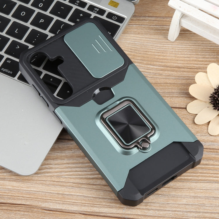 For Samsung Galaxy S24+ 5G Camera Shield Card Slot PC+TPU Phone Case(Dark Green) - Galaxy S24+ 5G Cases by PMC TechLife | Online Shopping South Africa | PMC TechLife