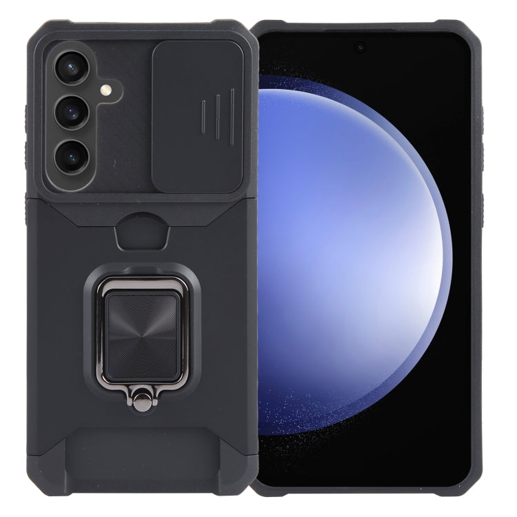 For Samsung Galaxy S24+ 5G Camera Shield Card Slot PC+TPU Phone Case(Black) - Galaxy S24+ 5G Cases by PMC TechLife | Online Shopping South Africa | PMC TechLife