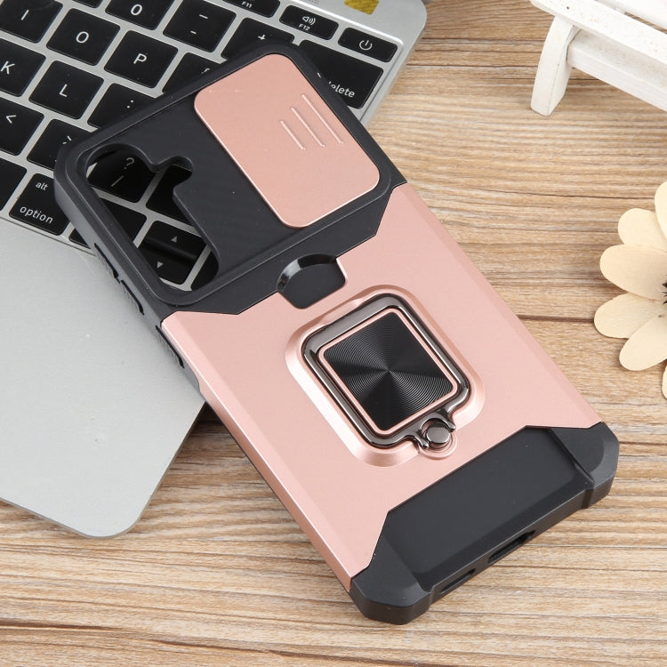 For Samsung Galaxy S24+ 5G Camera Shield Card Slot PC+TPU Phone Case(Rose Gold) - Galaxy S24+ 5G Cases by PMC TechLife | Online Shopping South Africa | PMC TechLife