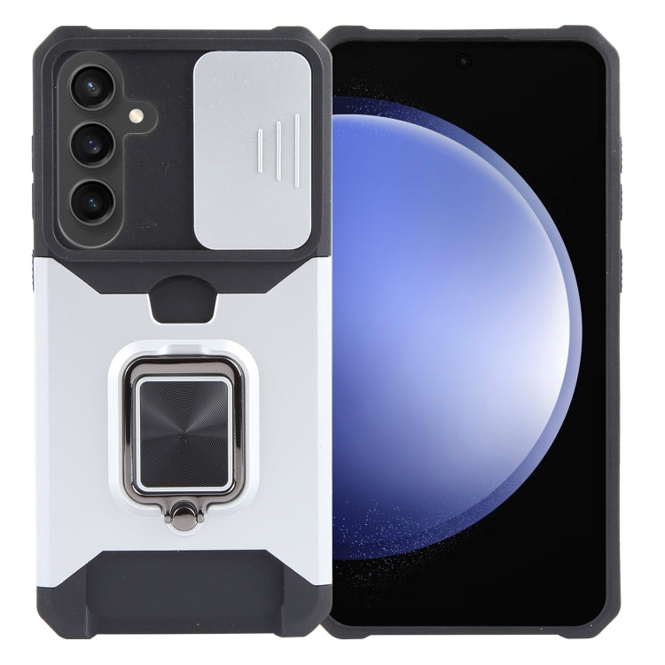 For Samsung Galaxy S24+ 5G Camera Shield Card Slot PC+TPU Phone Case(Silver) - Galaxy S24+ 5G Cases by PMC TechLife | Online Shopping South Africa | PMC TechLife