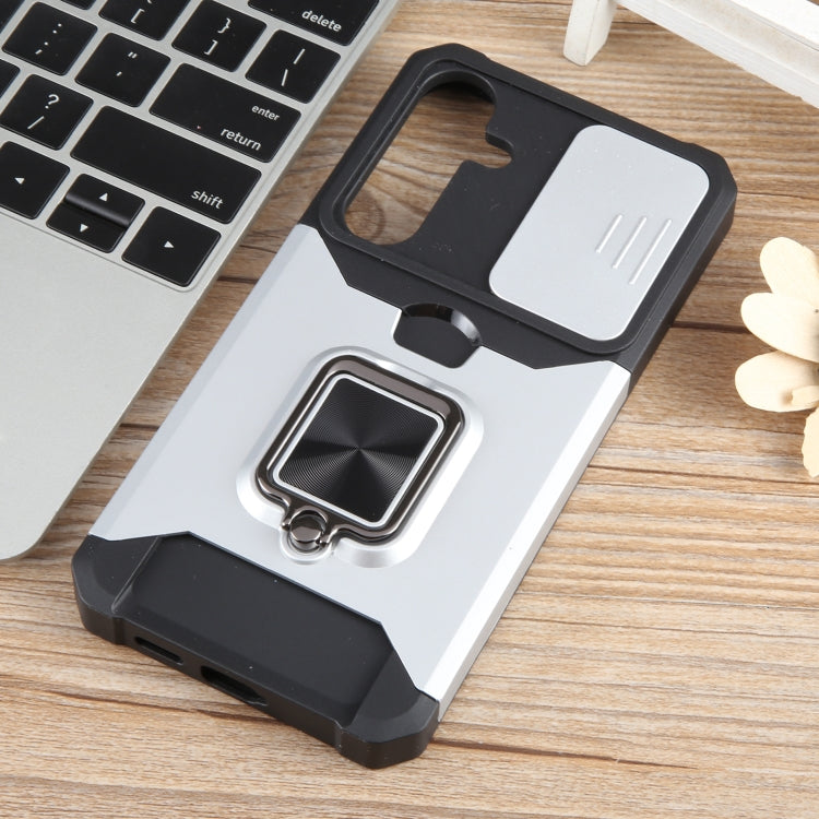 For Samsung Galaxy S24+ 5G Camera Shield Card Slot PC+TPU Phone Case(Silver) - Galaxy S24+ 5G Cases by PMC TechLife | Online Shopping South Africa | PMC TechLife