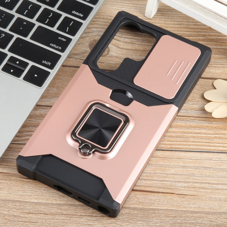 For Samsung Galaxy S24 Ultra 5G Camera Shield Card Slot PC+TPU Phone Case(Rose Gold) - Galaxy S24 Ultra 5G Cases by PMC TechLife | Online Shopping South Africa | PMC TechLife