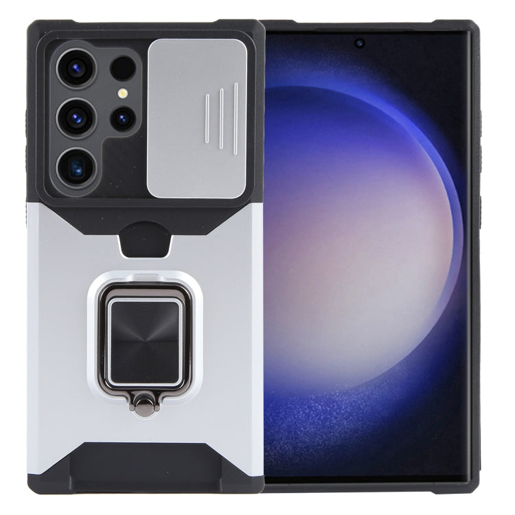 For Samsung Galaxy S24 Ultra 5G Camera Shield Card Slot PC+TPU Phone Case(Silver) - Galaxy S24 Ultra 5G Cases by PMC TechLife | Online Shopping South Africa | PMC TechLife