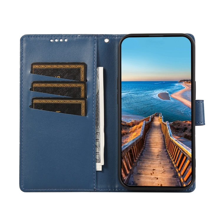 For Motorola Moto G Stylus 5G 2024 PU Genuine Leather Texture Embossed Line Phone Case(Blue) - Motorola Cases by PMC Jewellery | Online Shopping South Africa | PMC Jewellery | Buy Now Pay Later Mobicred