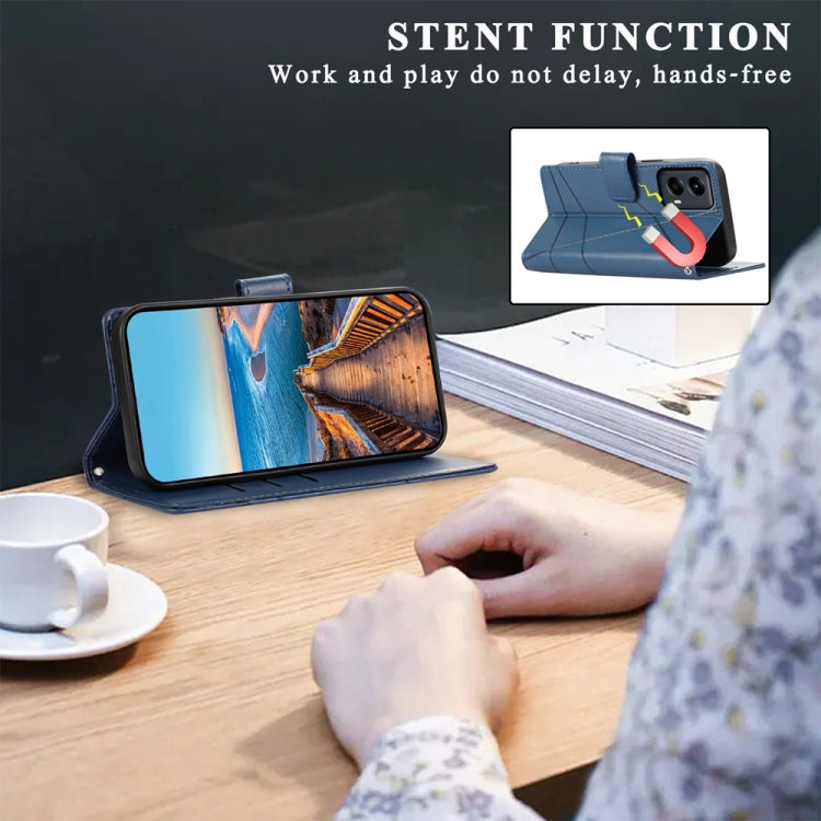 For Motorola Moto G Stylus 5G 2024 PU Genuine Leather Texture Embossed Line Phone Case(Blue) - Motorola Cases by PMC Jewellery | Online Shopping South Africa | PMC Jewellery | Buy Now Pay Later Mobicred