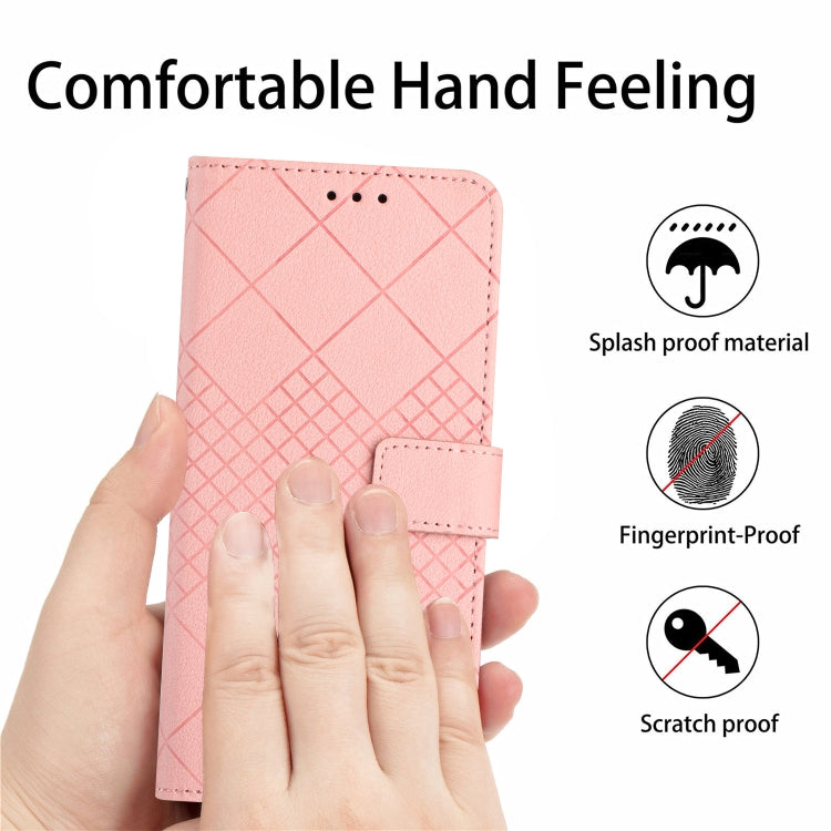 For Motorola Moto G Play 4G 2024 Rhombic Grid Texture Leather Phone Case(Pink) - Motorola Cases by PMC Jewellery | Online Shopping South Africa | PMC Jewellery | Buy Now Pay Later Mobicred