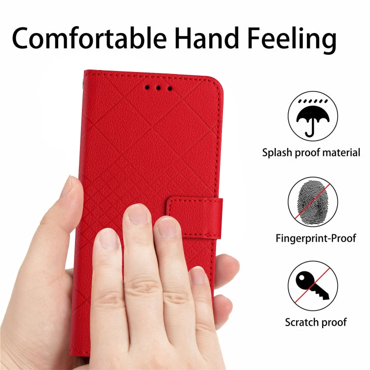 For Motorola Moto G Power 5G 2024 Rhombic Grid Texture Leather Phone Case(Red) - Motorola Cases by PMC Jewellery | Online Shopping South Africa | PMC Jewellery | Buy Now Pay Later Mobicred