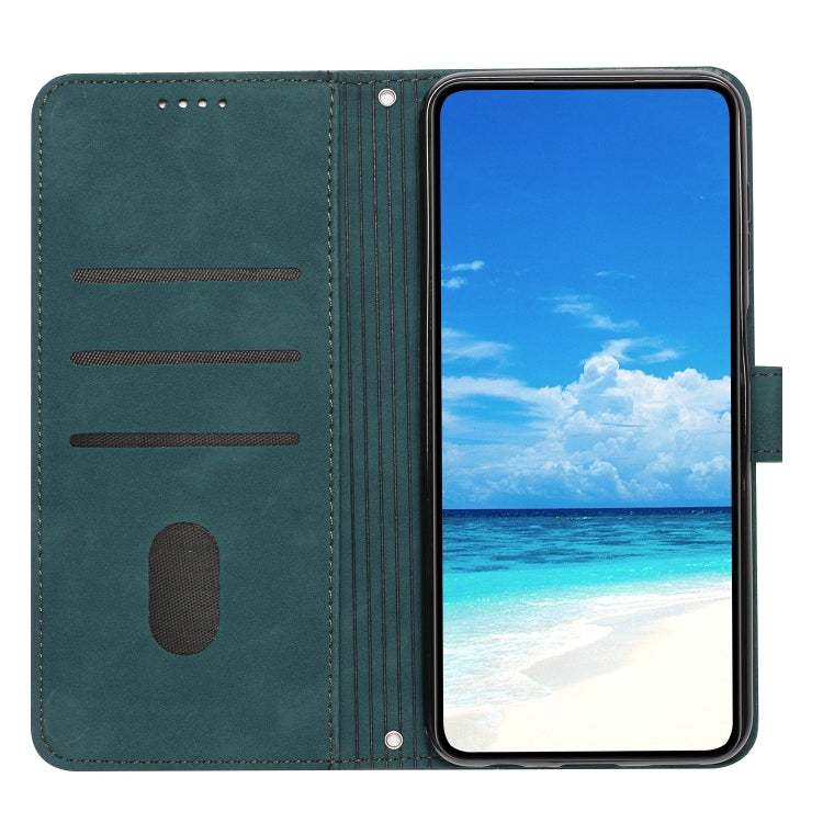 For Motorola Moto G Play 2024 Skin Feel Heart Embossed Leather Phone Case with Long Lanyard(Green) - Motorola Cases by PMC Jewellery | Online Shopping South Africa | PMC Jewellery | Buy Now Pay Later Mobicred