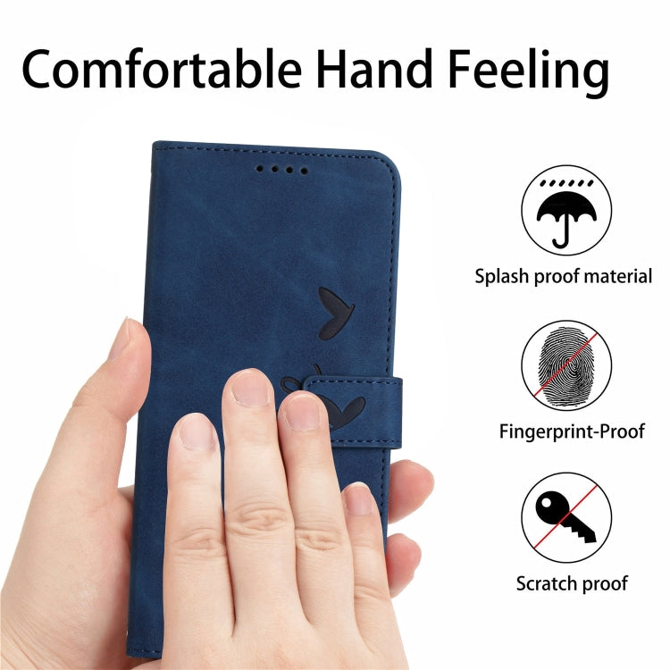 For Motorola Moto G Play 2024 Skin Feel Heart Embossed Leather Phone Case with Long Lanyard(Blue) - Motorola Cases by PMC Jewellery | Online Shopping South Africa | PMC Jewellery | Buy Now Pay Later Mobicred