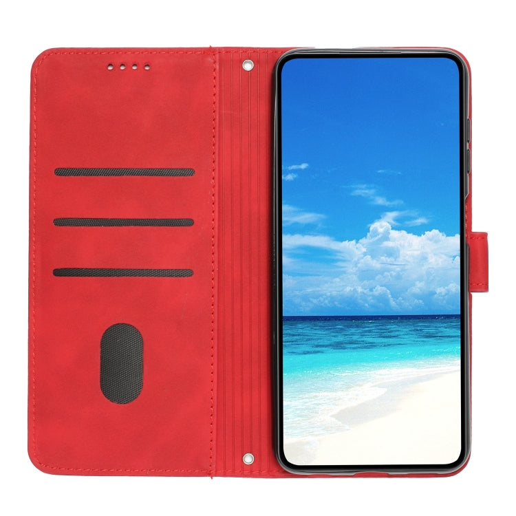 For Motorola Moto G Power 5G 2024 Skin Feel Heart Embossed Leather Phone Case with Long Lanyard(Red) - Motorola Cases by PMC Jewellery | Online Shopping South Africa | PMC Jewellery | Buy Now Pay Later Mobicred