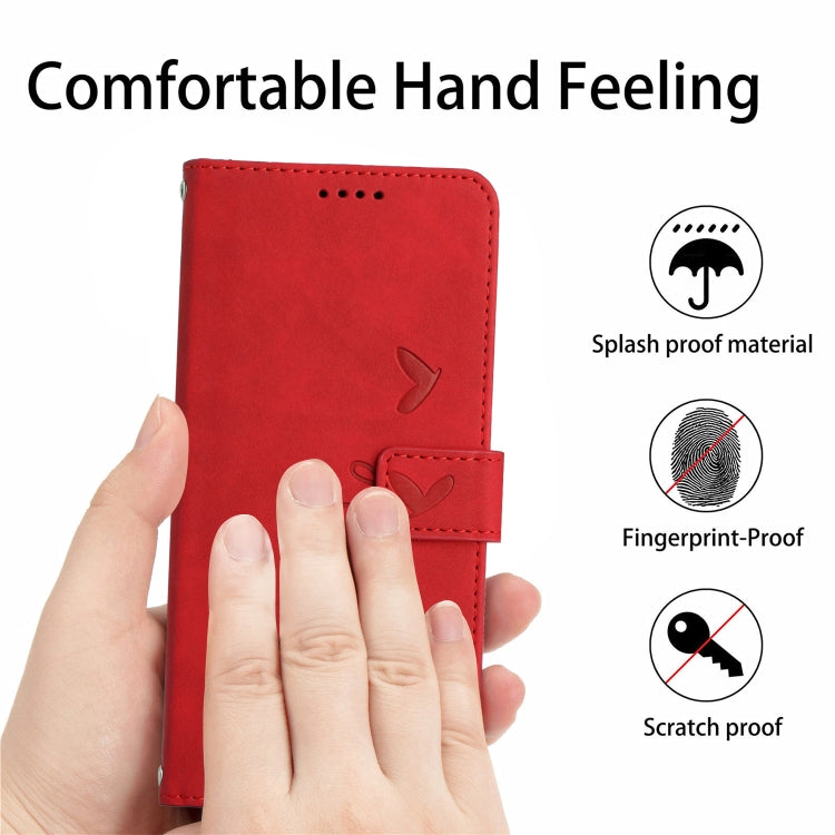 For OPPO A38 / Oppo A18 Skin Feel Heart Embossed Leather Phone Case with Long Lanyard(Red) - A18 Cases by PMC TechLife | Online Shopping South Africa | PMC TechLife | Buy Now Pay Later Mobicred