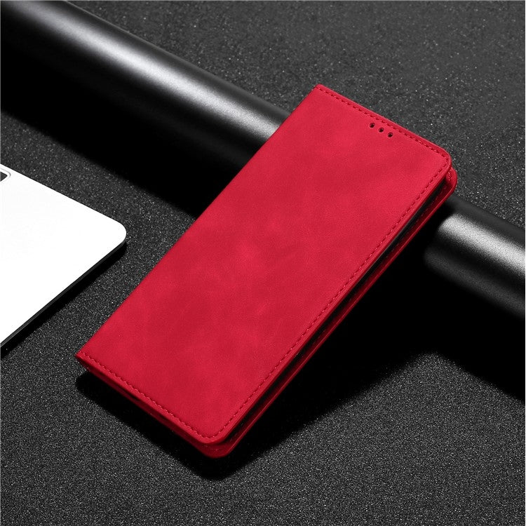 For Motorola Moto G Play 4G 2024 Skin Feel Magnetic Leather Phone Case(Red) - Motorola Cases by PMC Jewellery | Online Shopping South Africa | PMC Jewellery | Buy Now Pay Later Mobicred