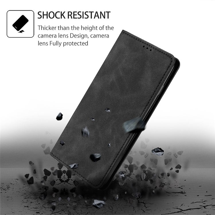 For Motorola Moto G Play 4G 2024 Skin Feel Magnetic Leather Phone Case(Black) - Motorola Cases by PMC Jewellery | Online Shopping South Africa | PMC Jewellery | Buy Now Pay Later Mobicred