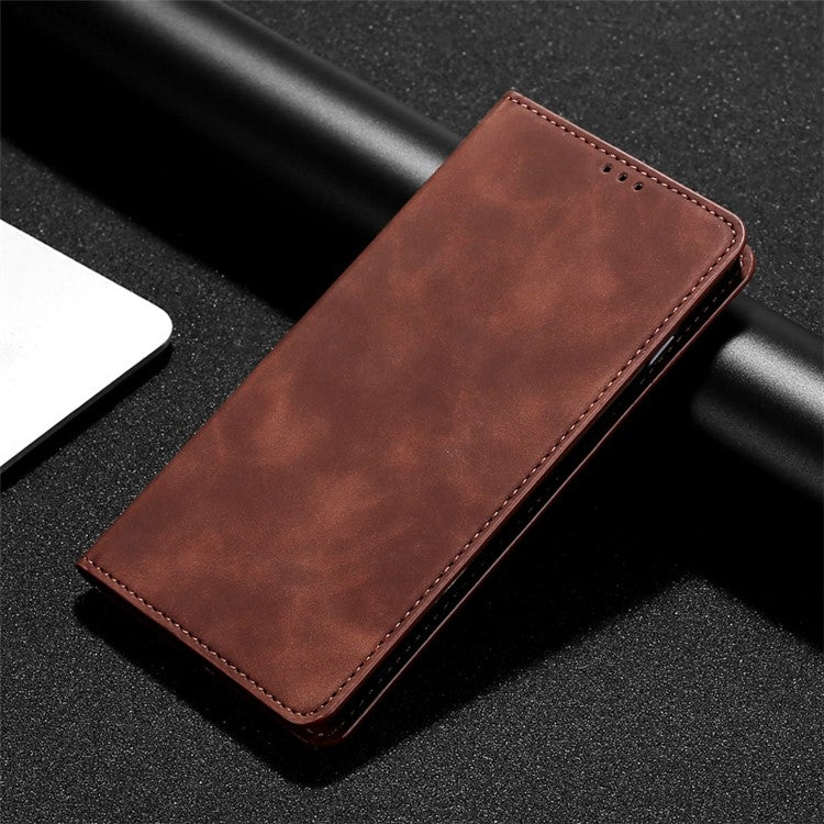 For Motorola Edge 5G 2024 Skin Feel Magnetic Leather Phone Case(Dark Brown) - Motorola Cases by PMC Jewellery | Online Shopping South Africa | PMC Jewellery | Buy Now Pay Later Mobicred
