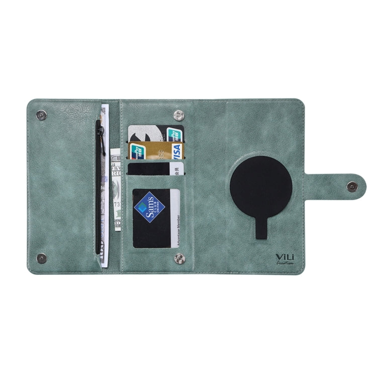 For iPhone 15 Pro ViLi GV Series MagSafe Magnetic Zipper Leather Phone Case(Green) - free shipping - PMC Jewellery - Order now!