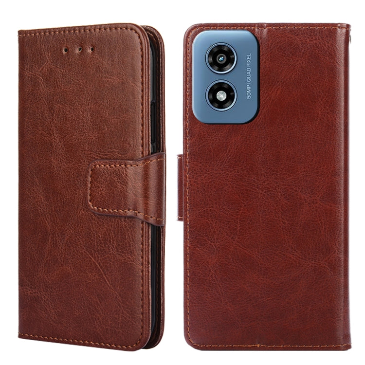 For Motorola Moto G Play 4G 2024 Crystal Texture Leather Phone Case(Brown) - Motorola Cases by PMC Jewellery | Online Shopping South Africa | PMC Jewellery | Buy Now Pay Later Mobicred