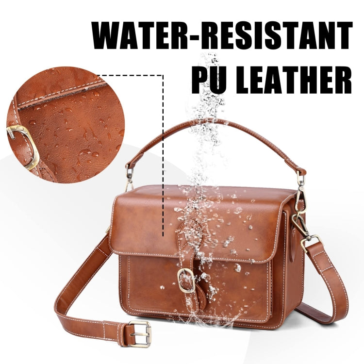 Cwatcun D80 Retro Leather Camera Shoulder Bag, Size:25.5 x 18.5 x 12.5cm Faux Leather Medium(Brown) - free shipping - PMC TechLife - Order now!