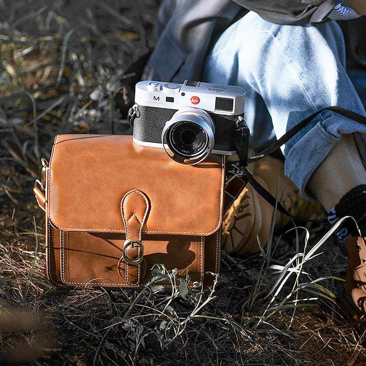 Cwatcun D80 Retro Leather Camera Shoulder Bag, Size:25.5 x 18.5 x 12.5cm Faux Leather Medium(Brown) - free shipping - PMC TechLife - Order now!