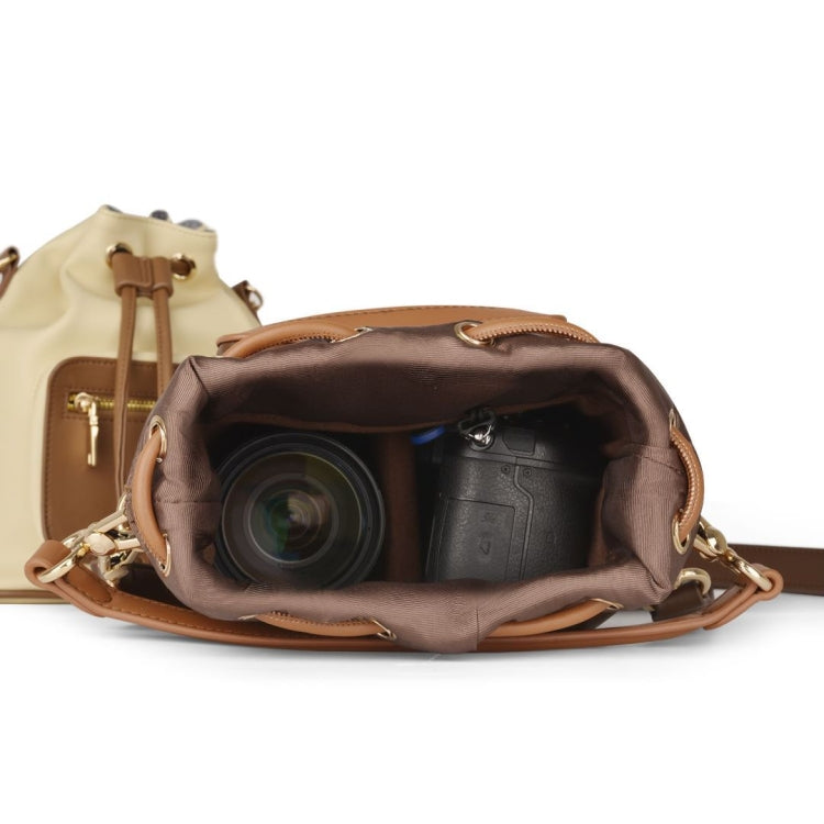 Cwatcun D82 Bundle Drawstring Lens Bag PU Crossbody Camera Bag(Coffee) - free shipping - PMC TechLife - Order now!