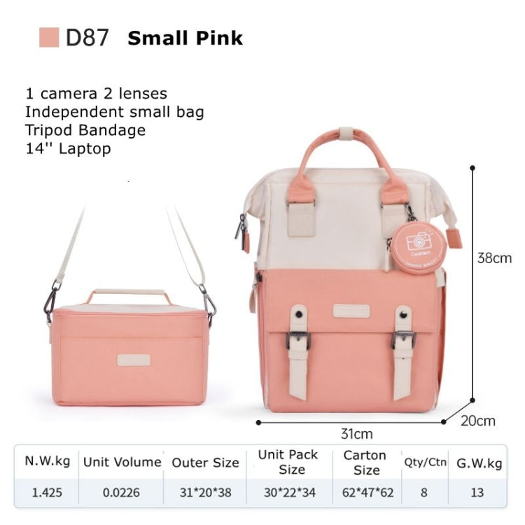 Cwatcun D87 Color Matching Camera Backpack Large Capacity Photography Bag, Size:38 x 31 x 20cm Small(Pink) - free shipping - PMC TechLife - Order now!