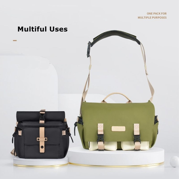 Cwatcun D90 Contrast Color Single Shoulder Camera Bag Outdoor Camera Bag Professional Crossbody Handbag, Size:27 x 17 x 18.5cm Medium(Black) - free shipping - PMC TechLife - Order now!