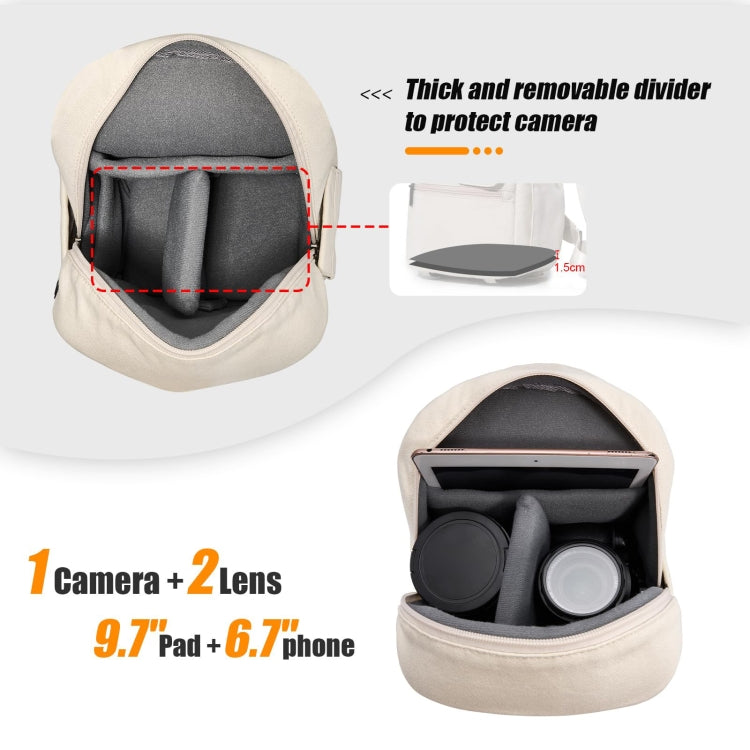 Cwatcun D93 Camera Bag Canvas Shoulder Bag, Size:21 x 14 x 30cm Beige - free shipping - PMC TechLife - Order now!