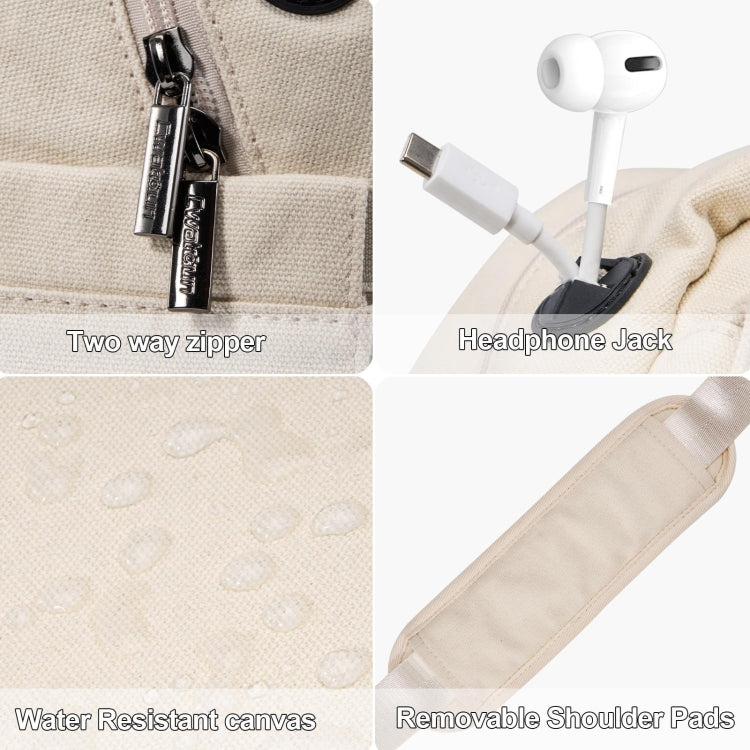 Cwatcun D93 Camera Bag Canvas Shoulder Bag, Size:21 x 14 x 30cm Beige - free shipping - PMC TechLife - Order now!