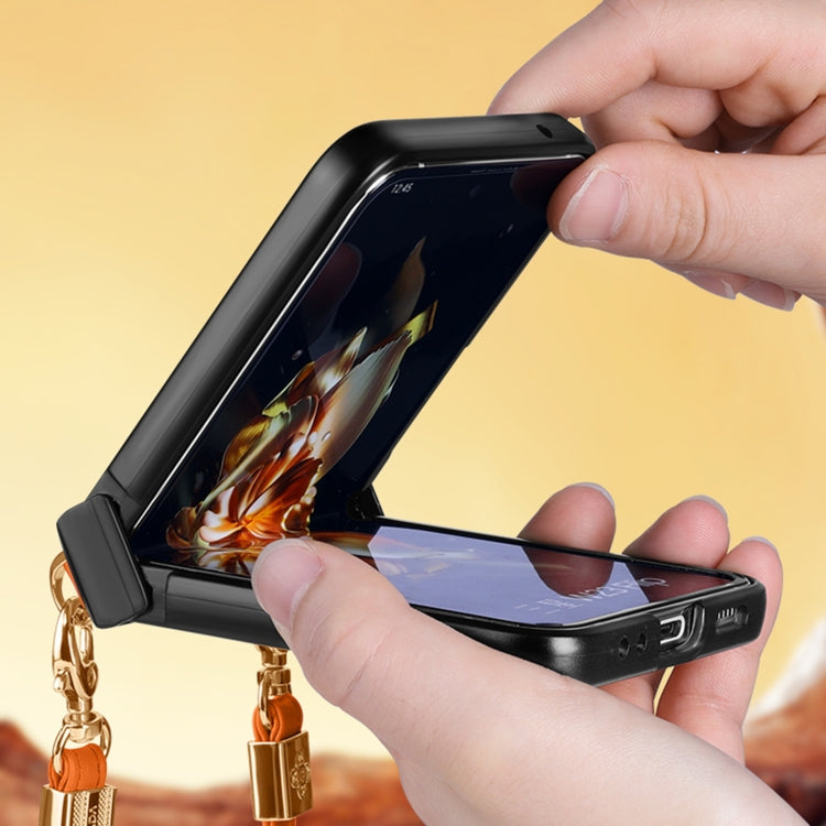 For OPPO Find N2 Flip SULADA Elegant Rhombic Texture Folding Phone Case with Lanyard(Blue) - OPPO Cases by SULADA | Online Shopping South Africa | PMC TechLife | Buy Now Pay Later Mobicred