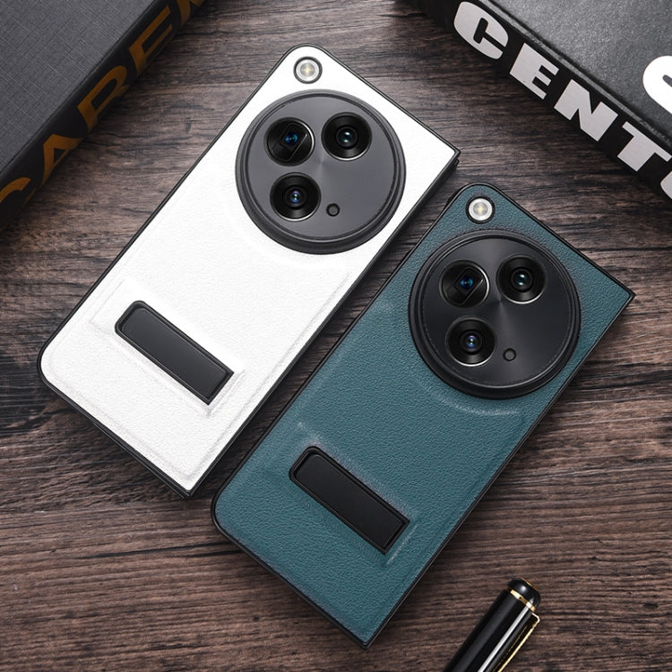 For OPPO Find N3 / OnePlus Open PC + Leather Texture Phone Case with Metal Holder(Black) - Find N3 Cases by PMC TechLife | Online Shopping South Africa | PMC TechLife | Buy Now Pay Later Mobicred