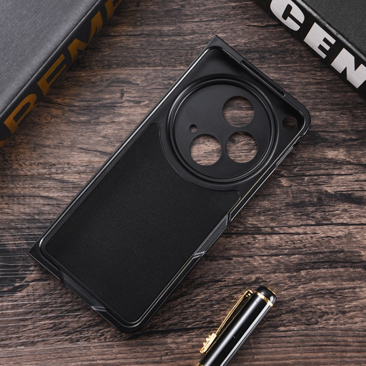 For OPPO Find N3 / OnePlus Open PC + Leather Texture Phone Case with Metal Holder(Black) - Find N3 Cases by PMC TechLife | Online Shopping South Africa | PMC TechLife | Buy Now Pay Later Mobicred