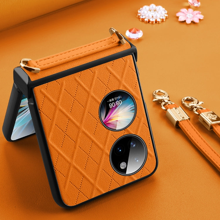 For Huawei P50 Pocket SULADA Elegant Rhombic Texture Folding Phone Case with Lanyard(Blue) - free shipping - PMC TechLife - Order now!