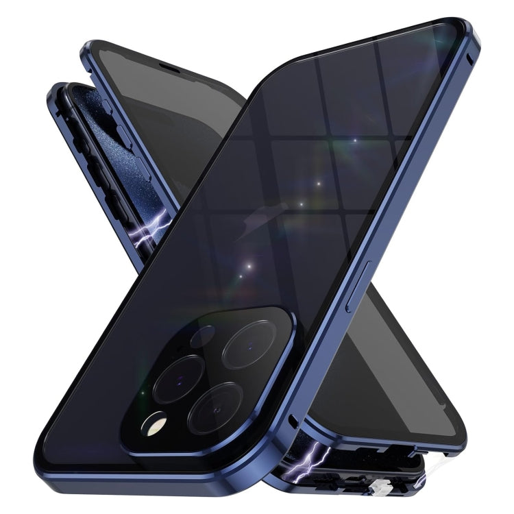 For iPhone 15 Pro Anti-peeping Magnetic Double-sided Tempered Glass Phone Case(Blue) - iPhone 15 Pro Cases by PMC TechLife | Online Shopping South Africa | PMC TechLife