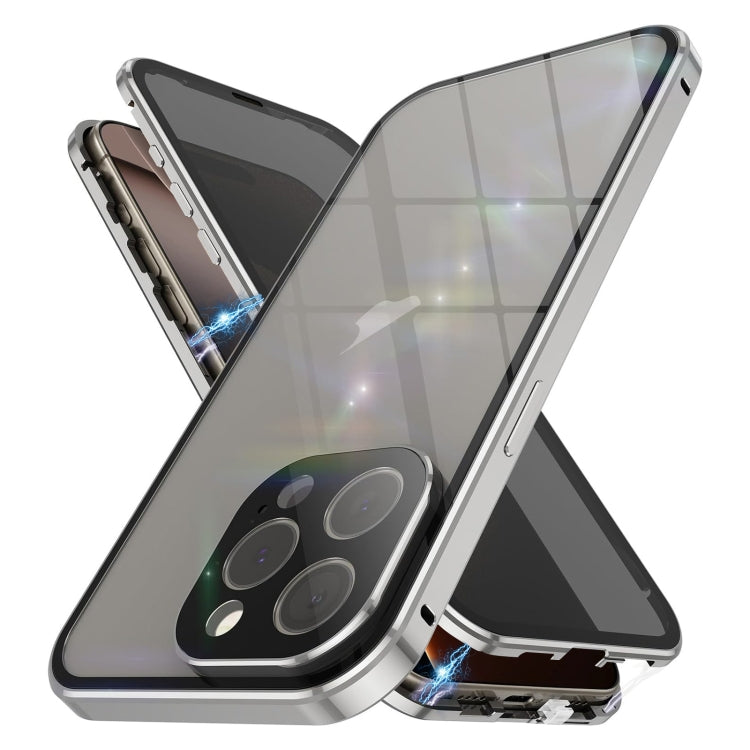 For iPhone 16 Pro Max Anti-peeping Magnetic Double-sided Tempered Glass Phone Case(Grey) - free shipping - PMC Jewellery - Order now!