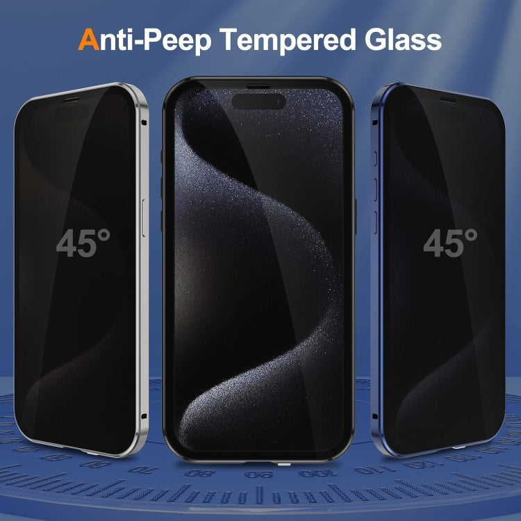 For iPhone 15 Pro Anti-peeping Magnetic Double-sided Tempered Glass Phone Case(Blue) - iPhone 15 Pro Cases by PMC TechLife | Online Shopping South Africa | PMC TechLife