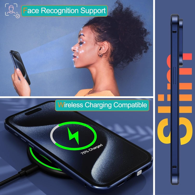 For iPhone 16 Pro Max Anti-peeping Magnetic Double-sided Tempered Glass Phone Case(Grey) - free shipping - PMC Jewellery - Order now!