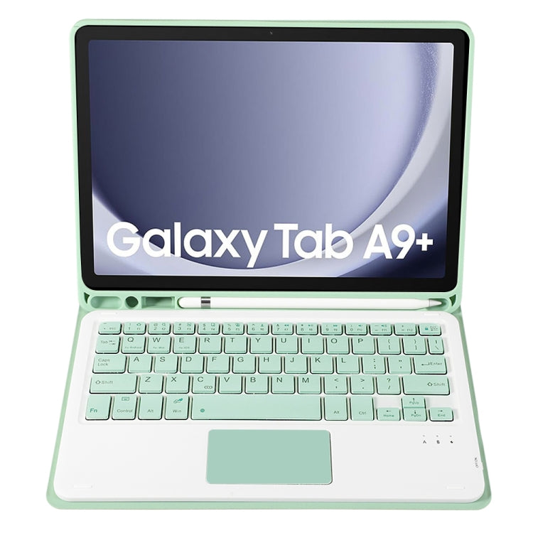 For Samsung Galaxy Tab A9+ X210/X215/X215 A09B-A Candy Color TPU Touch Bluetooth Keyboard Leather Tablet Case with Pen Holder(Light Green) - free shipping - PMC TechLife - Order now!
