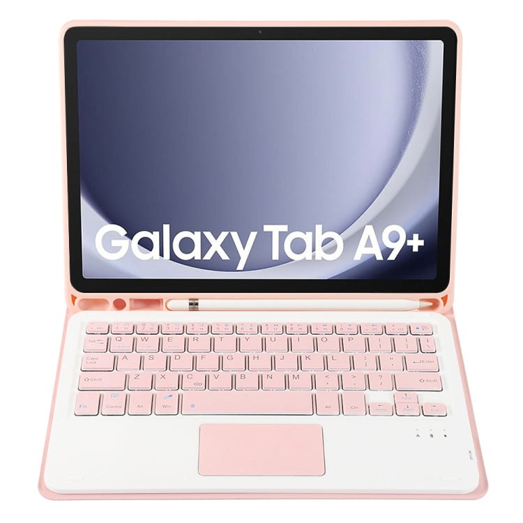 For Samsung Galaxy Tab A9+ X210/X215/X215 A09B-A Candy Color TPU Touch Bluetooth Keyboard Leather Tablet Case with Pen Holder(Pink) - Samsung Keyboard by PMC TechLife | Online Shopping South Africa | PMC TechLife