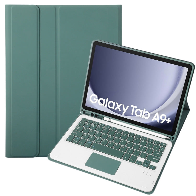 For Samsung Galaxy Tab A9+ X210/X215/X215 A09B-A Candy Color TPU Touch Bluetooth Keyboard Leather Tablet Case with Pen Holder(Dark Green) - free shipping - PMC TechLife - Order now!
