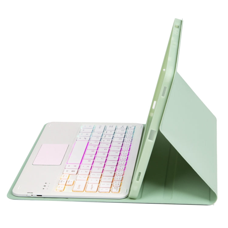 For Samsung Galaxy Tab A9+ X210/X215/X215 A09B-AS Candy Color Touch Backlight Bluetooth Keyboard Leather Tablet Case with Pen Holder(Light Green) - Samsung Keyboard by PMC TechLife | Online Shopping South Africa | PMC TechLife