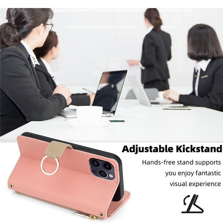 For Motorola Moto G14 Crossbody Litchi Texture Leather Phone Case(Pink) - Motorola Cases by PMC TechLife | Online Shopping South Africa | PMC TechLife | Buy Now Pay Later Mobicred