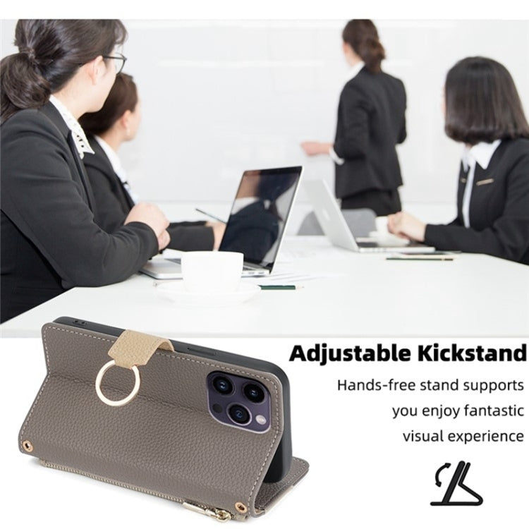 For Motorola Moto G73 5G Crossbody Litchi Texture Leather Phone Case(Grey) - Motorola Cases by PMC TechLife | Online Shopping South Africa | PMC TechLife | Buy Now Pay Later Mobicred